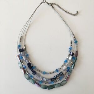 4 Layered Wire w/Beads Necklace